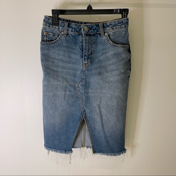 H&M denim midi skirt with front slit size US 4 - Picture 2 of 7
